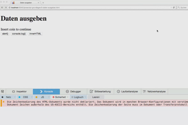 JavaScript basics - 05 Outputting data