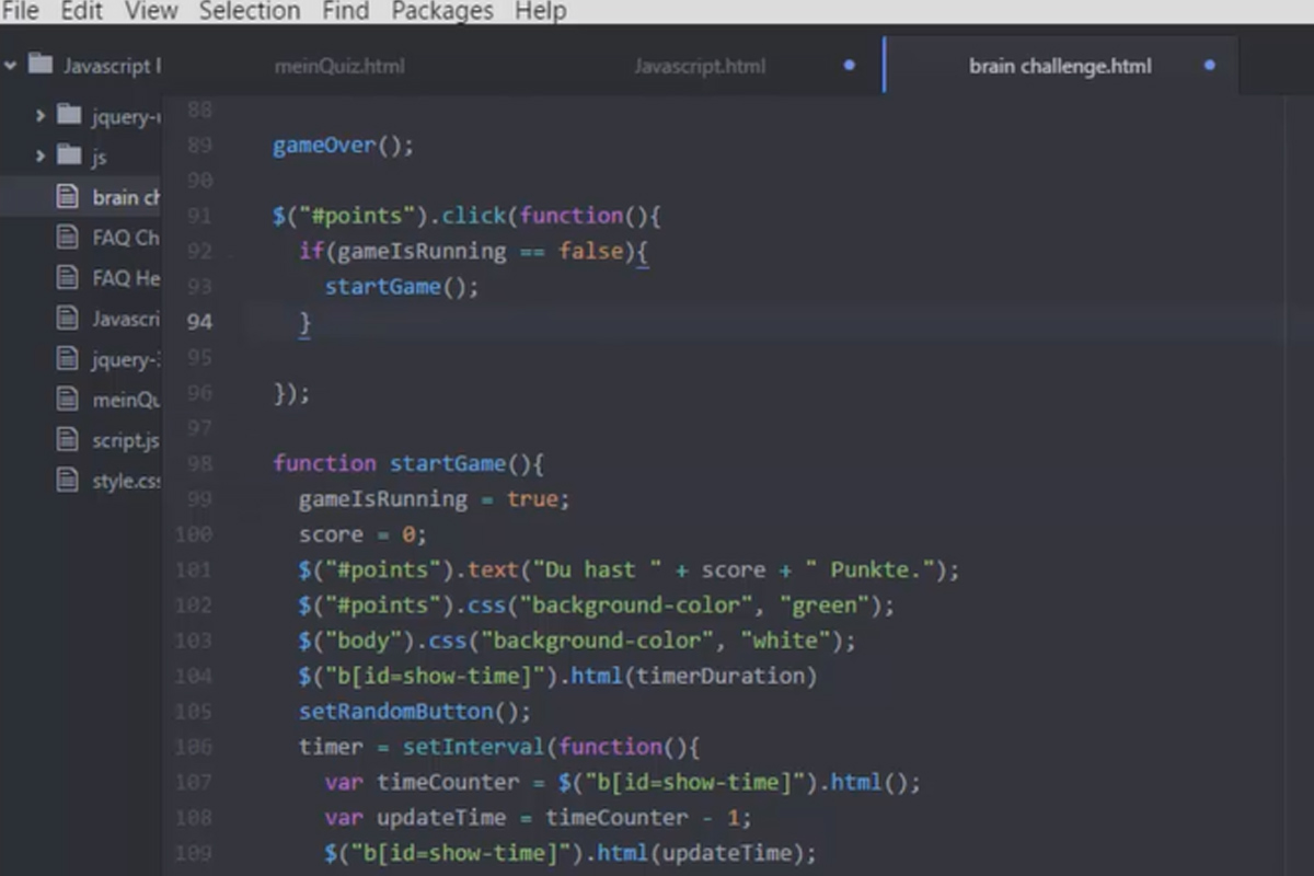 Den ultimata träningen för JavaScript och jQuery - 7.5 Brain-Game: JS och jQuery, Del 3, Timer och slutförande av spelet.
