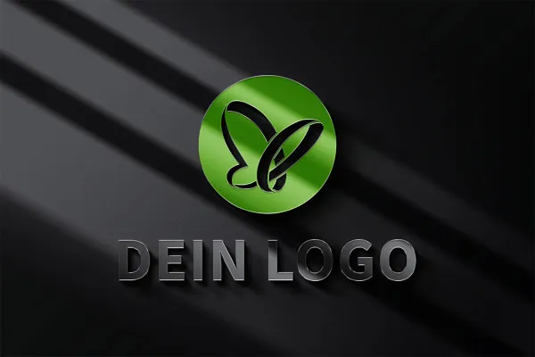 Photoshop-Mockup-skabelon til logoer: mørk baggrund, lysende effekt