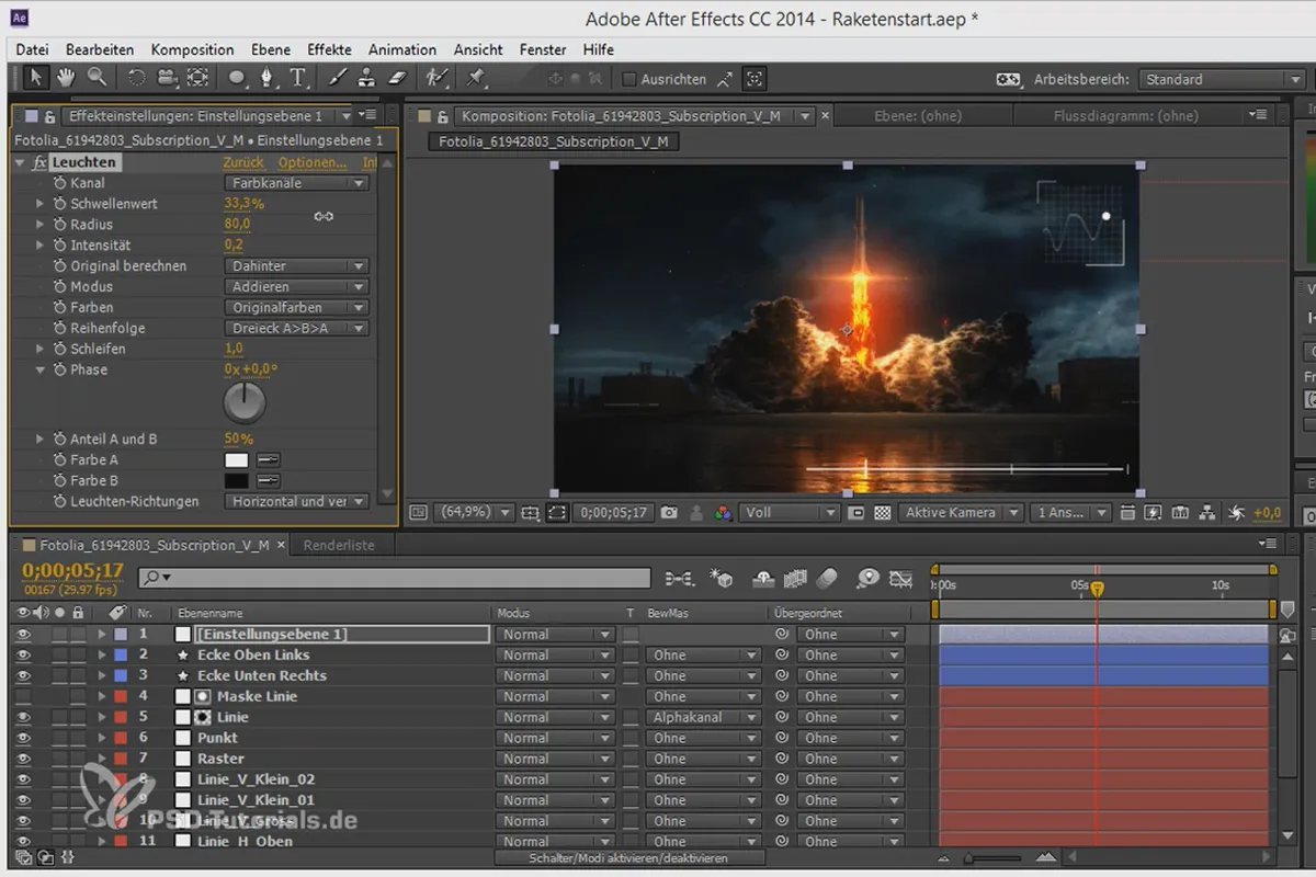 Tipps und Tricks zum Workflow in After Effects: Einstellungsebenen mit Füllmethoden