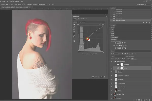 Separazione delle frequenze in Photoshop - 45 Dodge and Burn spalle e corpo