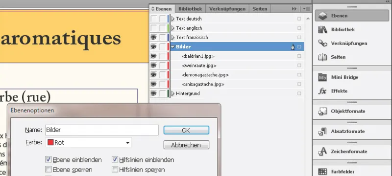 "InDesign" sluoksnio funkcija