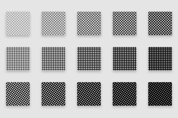 Halftone Patterns - Photoshop patterns for halftone grids: grid structures