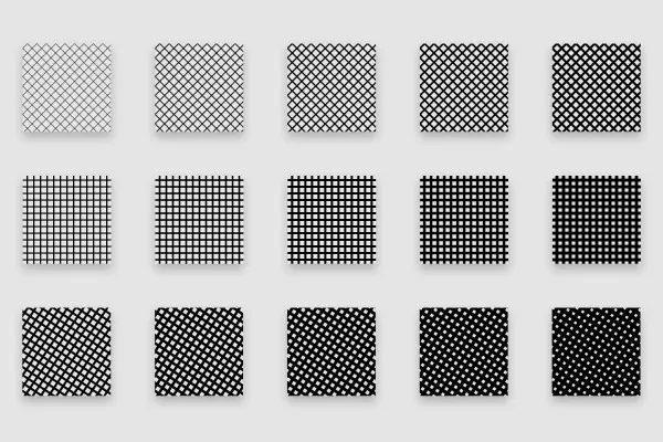 Halftone Patterns - Photoshop patterns for halftone grids: grid structures
