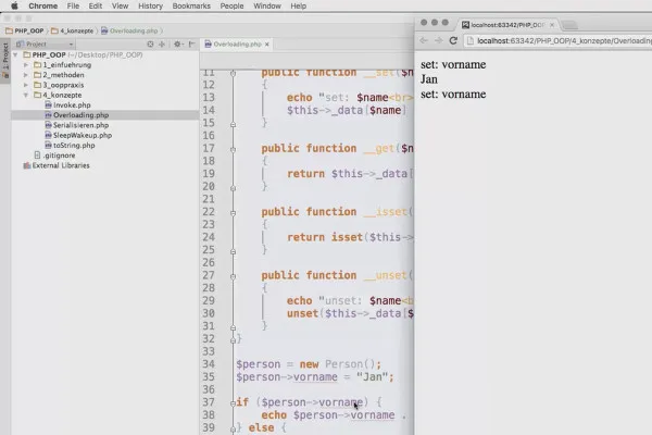 Objektorientert web-programmering med PHP - 6.05 Overlasting med get, set & Co.