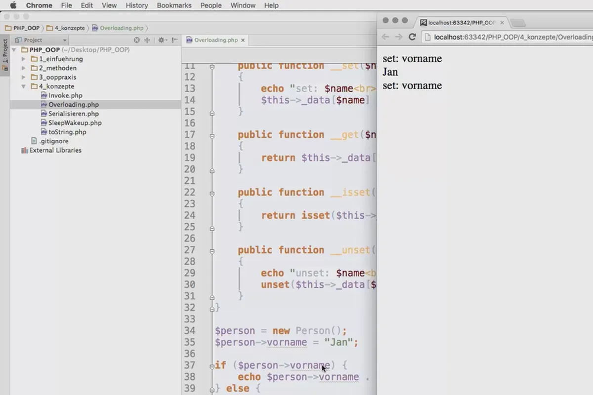Objektorientierte Web-Programmierung mit PHP – 6.05 Overloading mittels get, set & Co