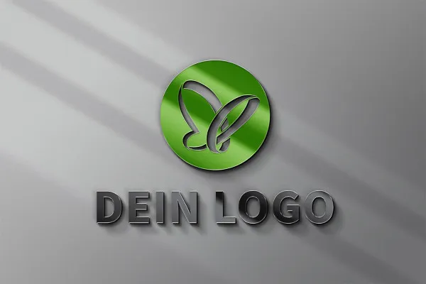 Photoshop-Mockup-skabelon til logoer: 3D med fremhævet kontur, belysningseffekt.