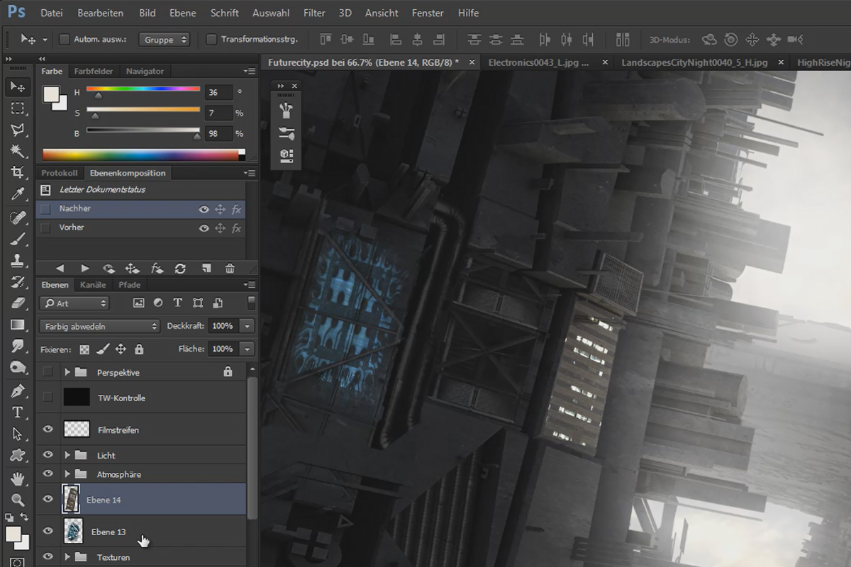 Cinema 4D tapaa Photoshopin: Osa II - 4.1. Valorakenteiden lisääminen valokuvatekstuureilla.