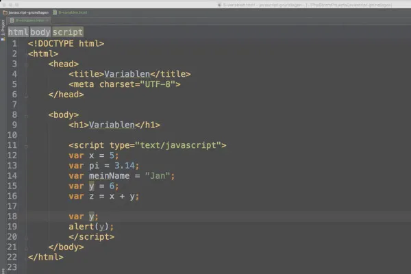 Grundlagen JavaScript – 08 Variablen verwenden