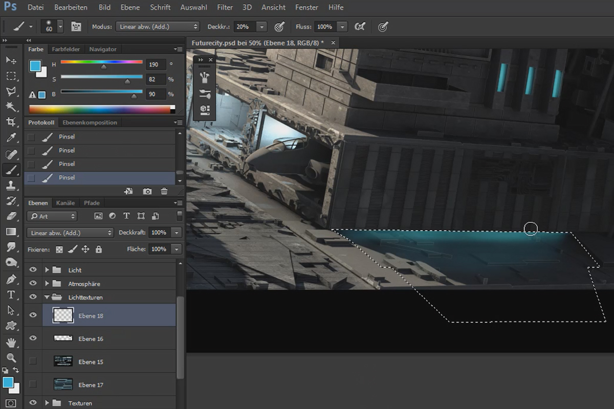 Cinema 4D tapaa Photoshopin: II - 4.2. Valaistusefektien luominen polygonilassolla ja mukautetuilla muodoilla