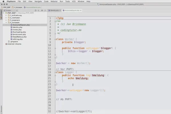 Objektorientert webprogrammering med PHP - Bruk av anonyme klasser 6.07