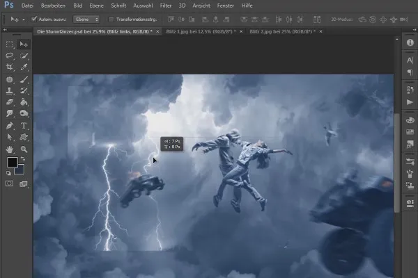 Photoshop-Composing - Die Sturmtänzer - Teil 15: Blitze in Wolken platzieren und optimieren