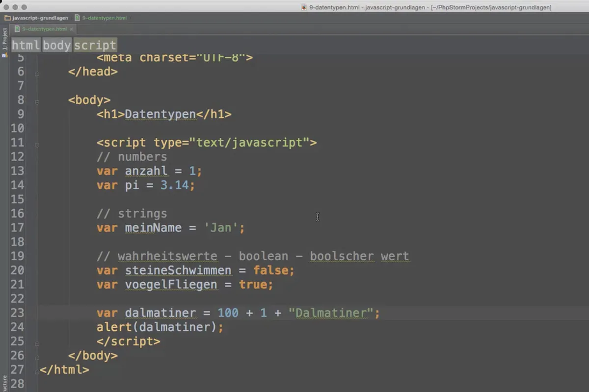 Grundlagen JavaScript – 09 Datentypen in JavaScript?