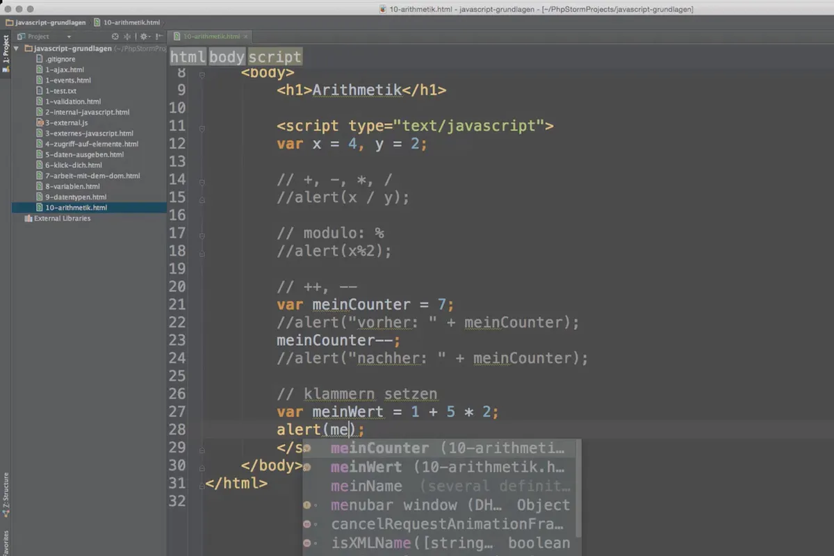 Grundlagen JavaScript – 10 Arithmetik mit JavaScript