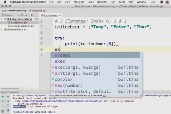 Mengkode dengan Python - 9.2 Kesalahan ditampilkan sebagai pengecualian.