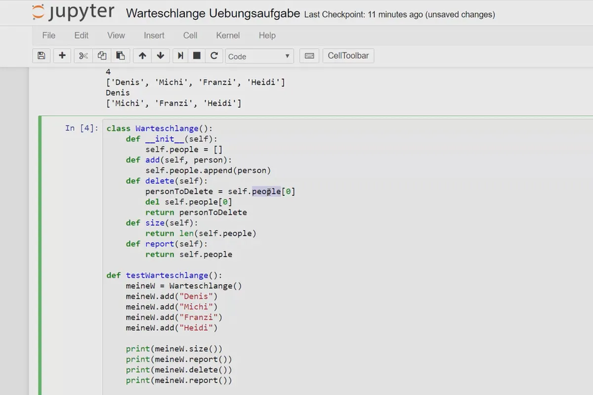 Python-Programmierung für Einsteiger – 49 Übungsaufgabe: Warteschlange