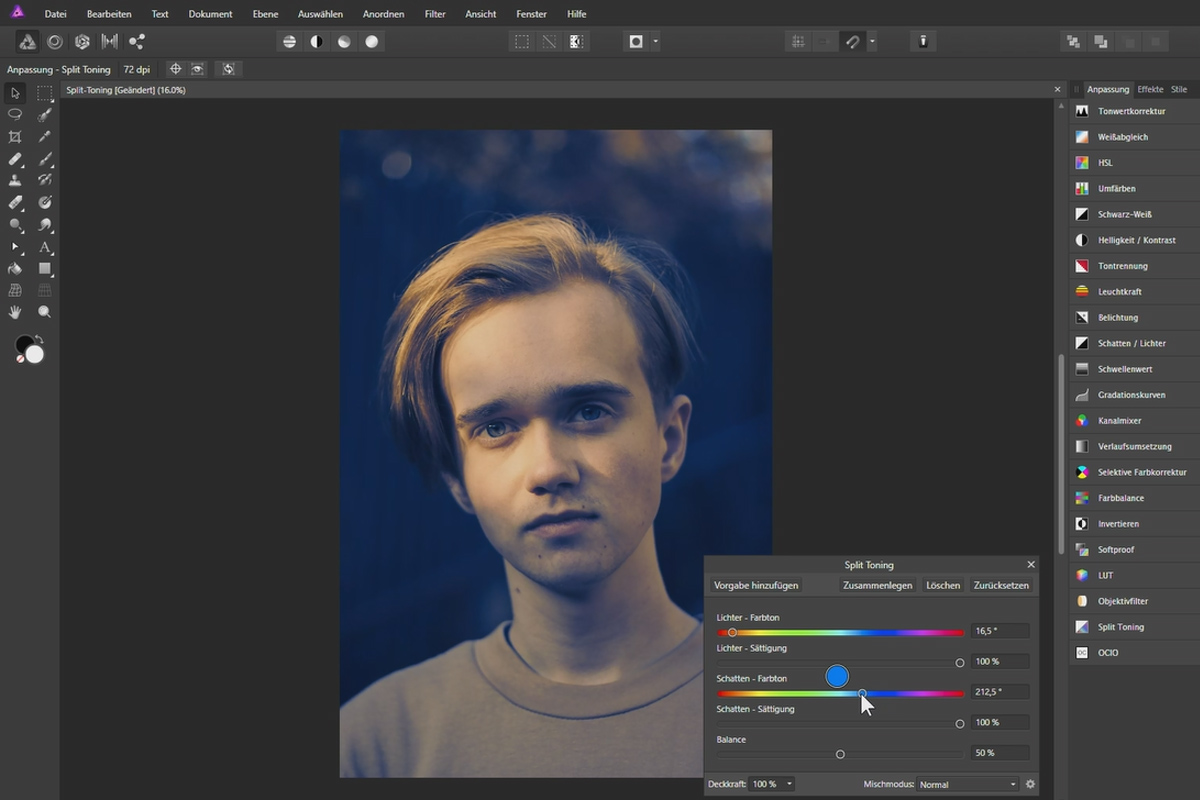 Affinity Photo-opplæring – Grunnleggende: 4.13 | Split Toning