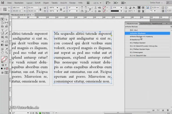 Bloko lygiavimas „InDesign“ programoje