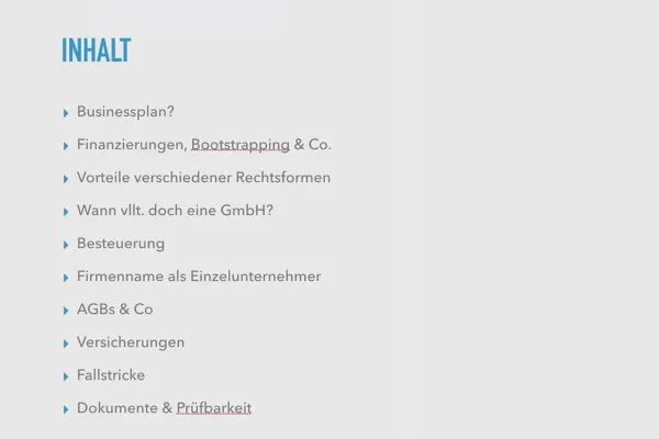 Existenzgründung: als Freelancer erfolgreich durchstarten: 5.1 Übersicht zu rechtlichen Fragen