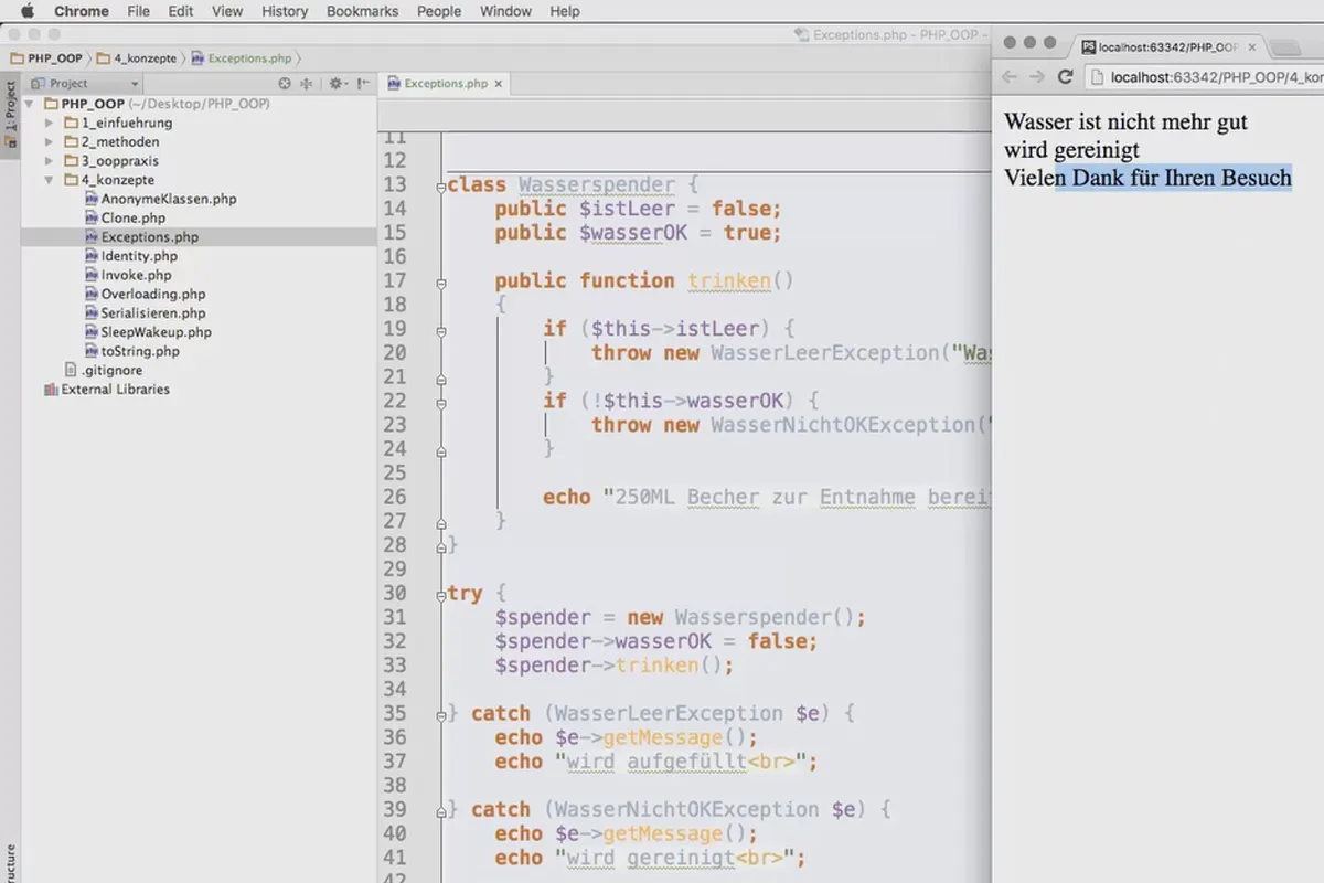 Objektorientert webprogrammering med PHP - 6.09 Bruke unntak