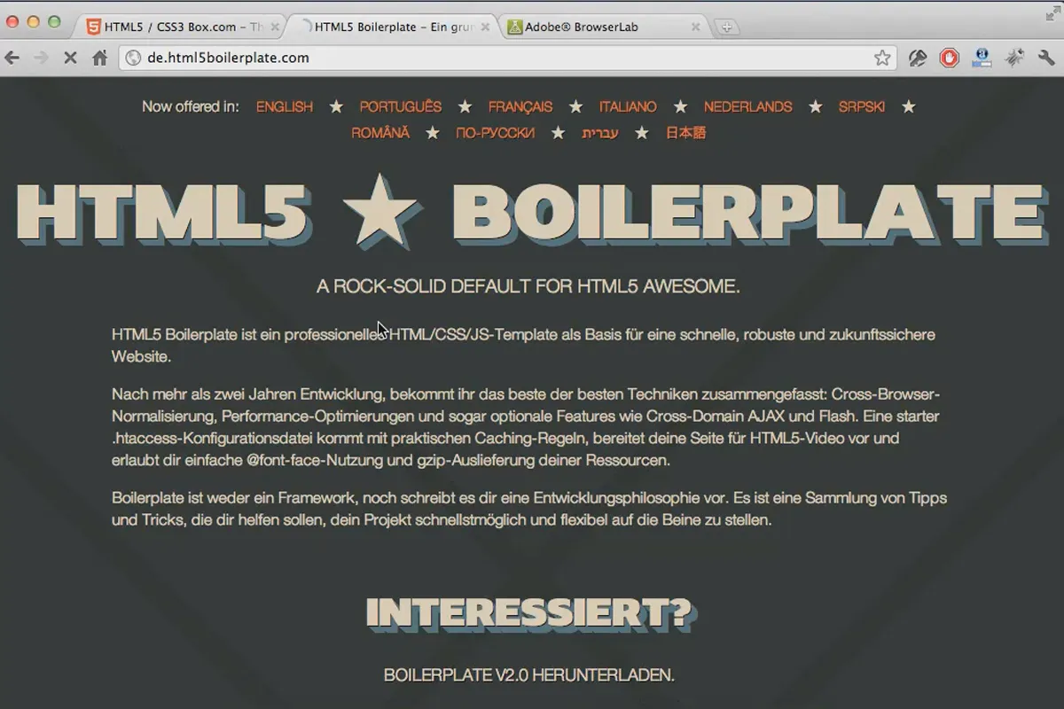 HTML5-Boilerplate - de beste sjabloon voor HTML- en CSS3-websites.