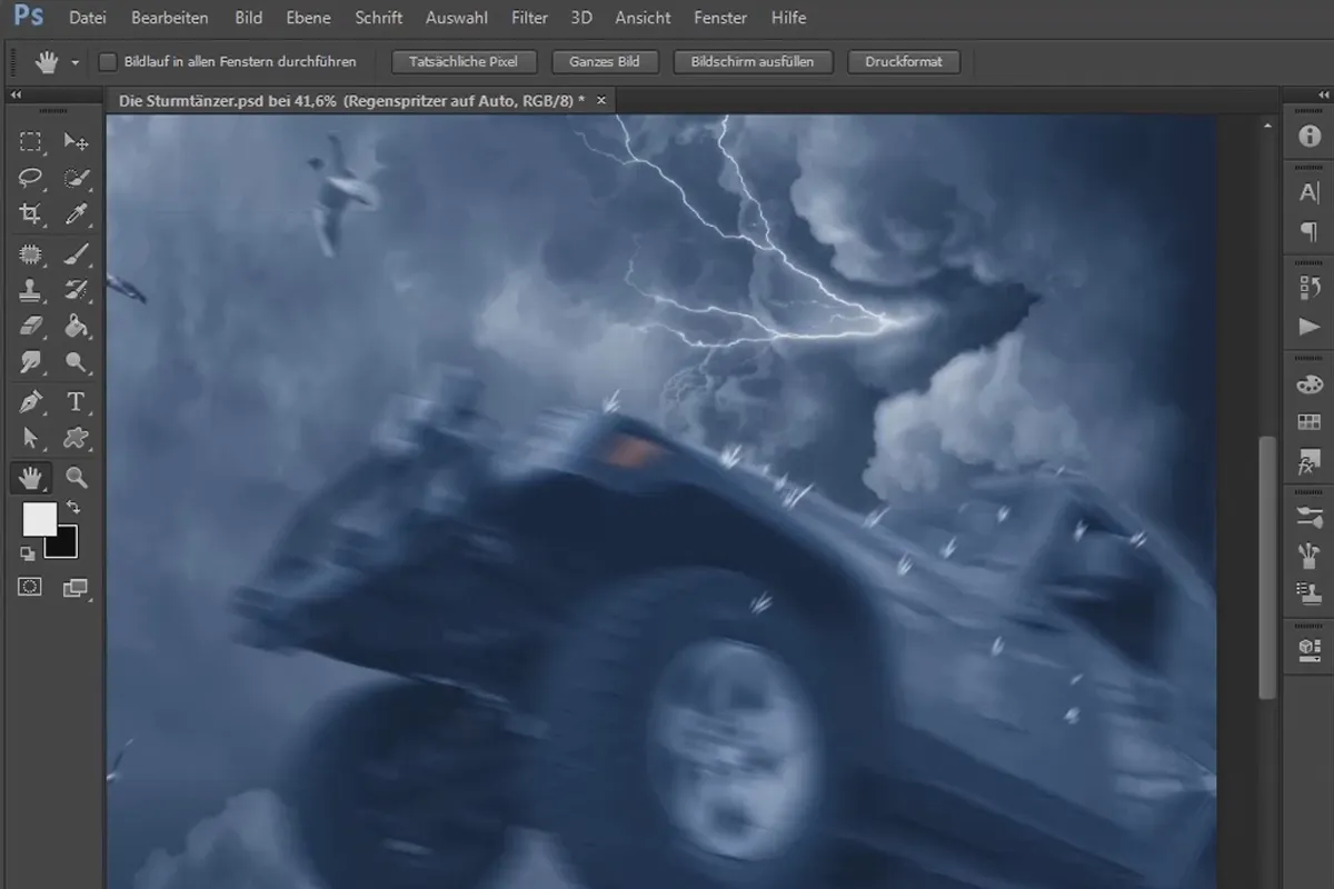 Photoshop-Composing - Die Sturmtänzer - Teil 17: Regenspritzer erstellen
