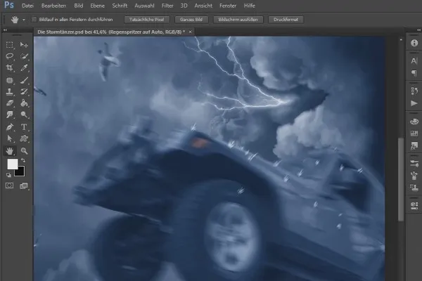 Photoshop 합성 - 스톰댄서 - 파트 17: 비 뿌리기 만들기