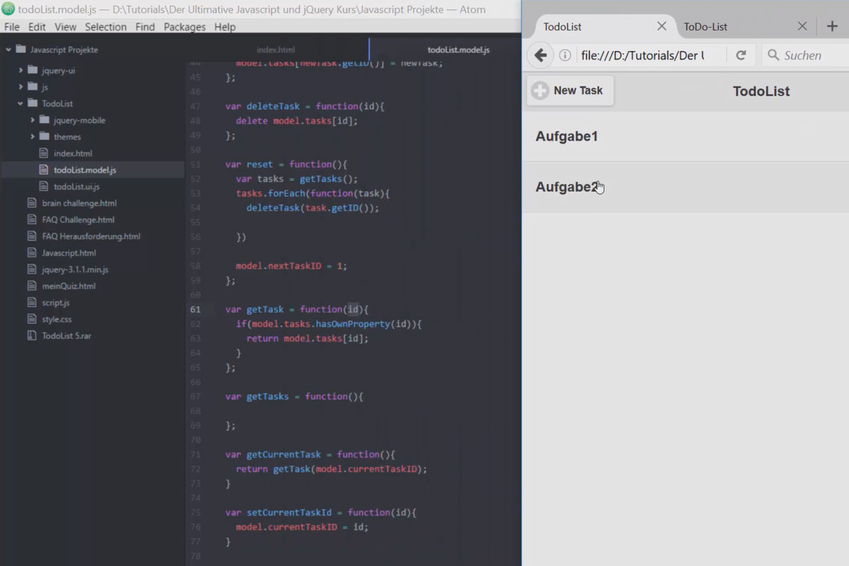 Den ultimata träningen för JavaScript och jQuery - 8.6 Att göra-lista: Arkitektur och datastruktur