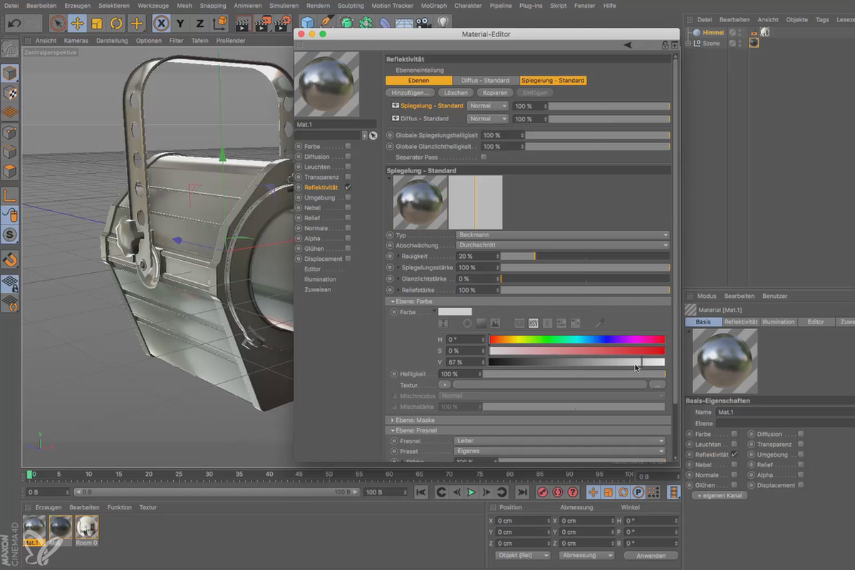 Cinema 4D för nybörjare - 3D-praxis: 6.18 Glas, Aluminium
