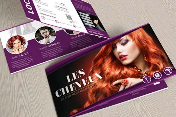 Template mockup Photoshop untuk flyer DIN-lang 4 halaman dalam format landscape - varian 1.