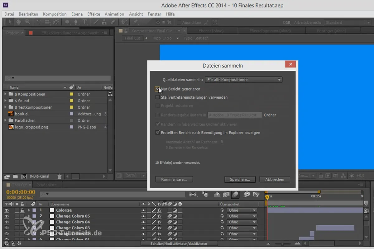 Tipps und Tricks zum Workflow in After Effects: Dateien sammeln