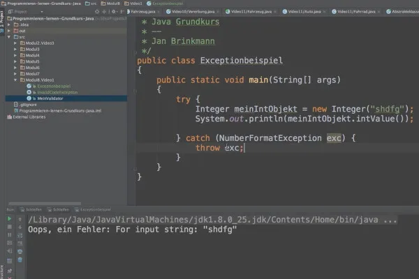 Java für Einsteiger – 8.1 Exceptions werfen