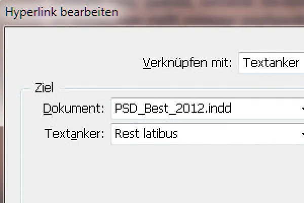 Mygtukai ir nuorodos programoje "InDesign