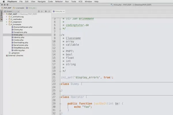 Objektorientert webprogrammering med PHP – 6.10 Bruk av typehinting