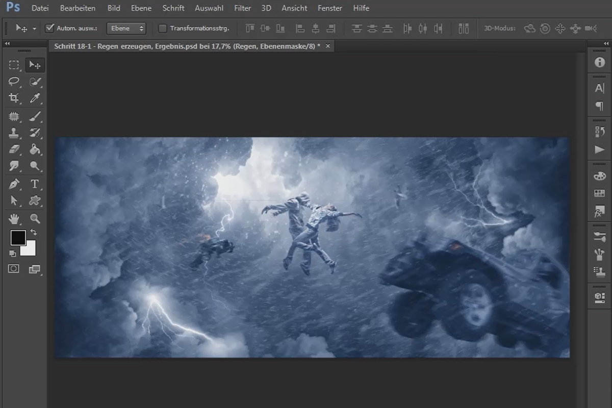 Photoshop-kompositio - Myrskytanssijat - Osa 18: Sateen luominen