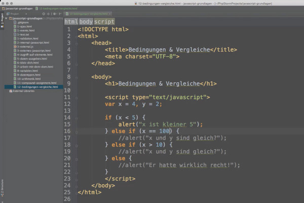 JavaScript basics - 12 conditions with if