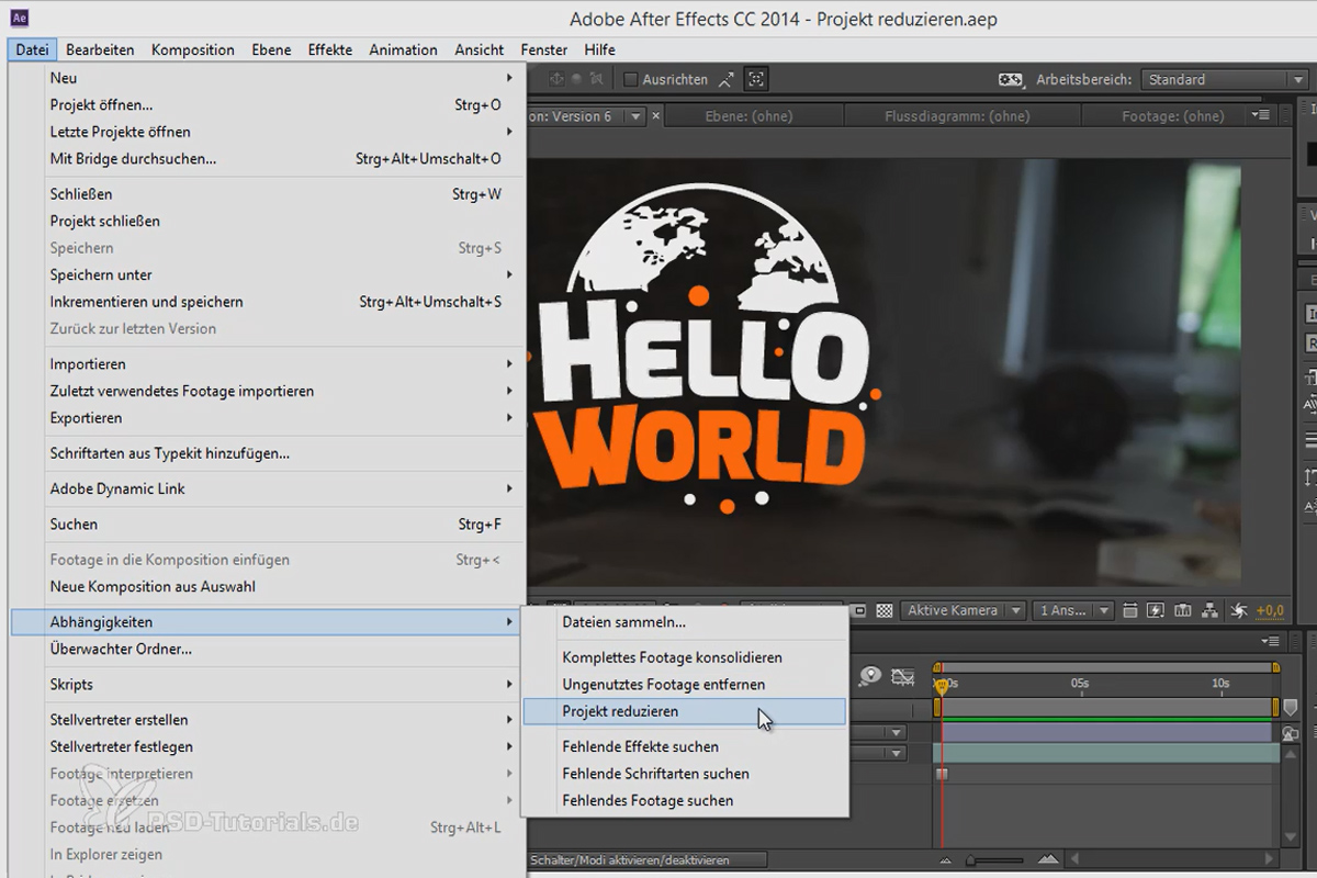 Tips och tricks för arbetsflödet i After Effects: Minimera projektet
