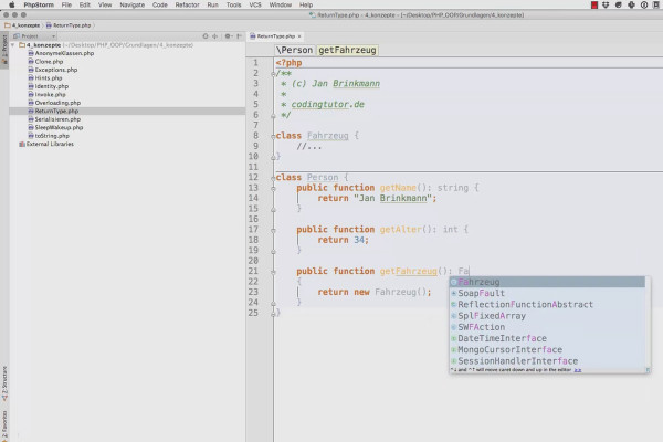 Objektorienteret webprogrammering med PHP - 6.11 Returtype af metoder