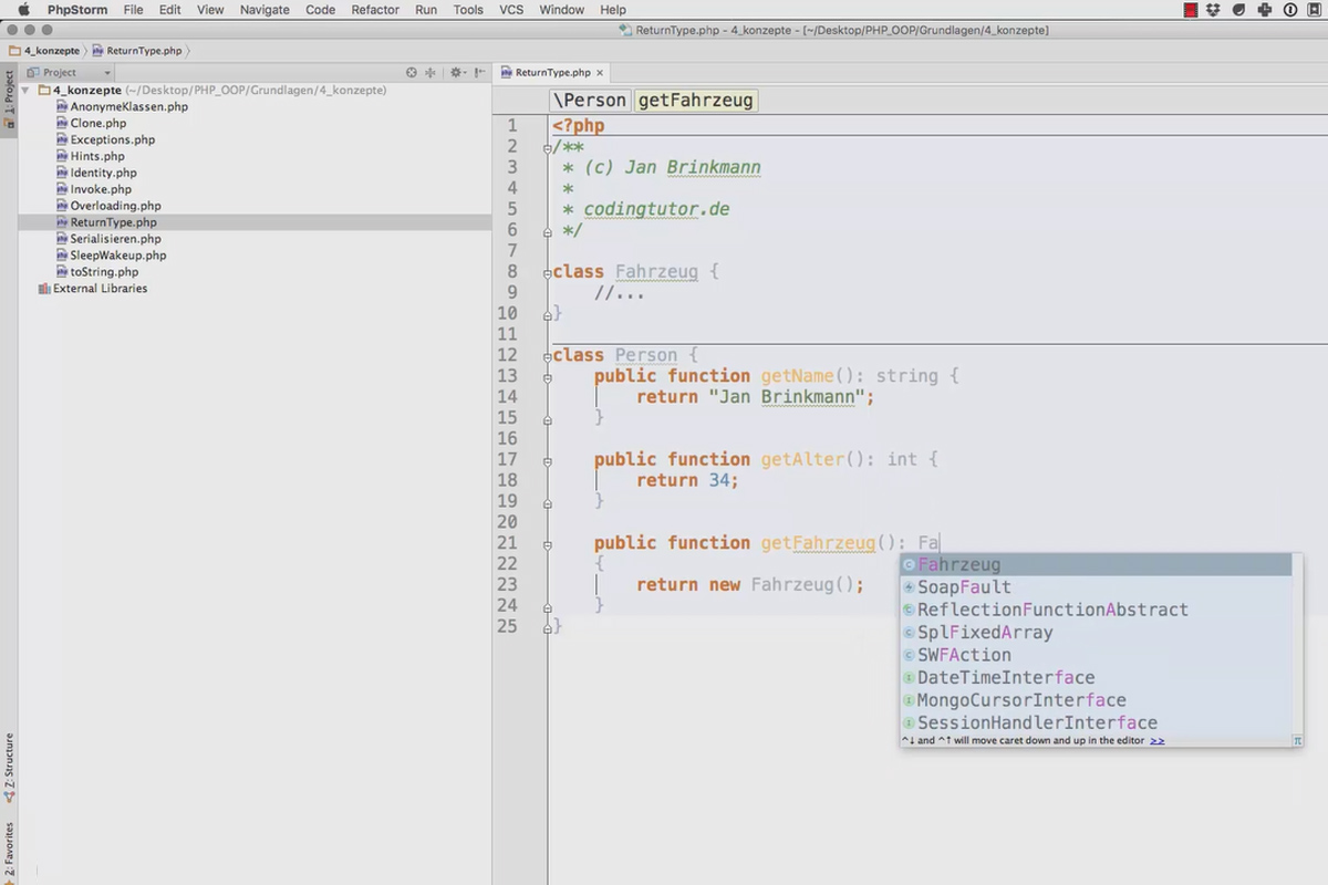 Programación web orientada a objetos con PHP - 6.11 Tipo de retorno de métodos