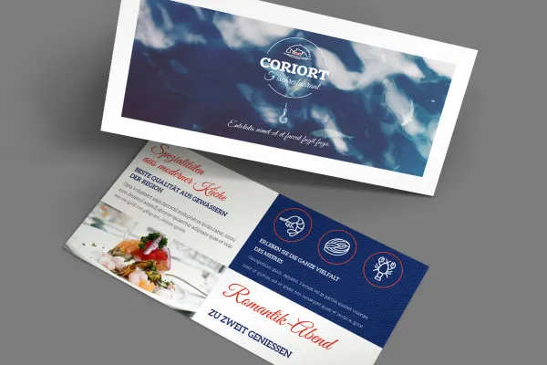 Mockup Photoshop untuk flyer DIN-lang-100 berukuran 2 sisi dalam format landscape - Varian 1
