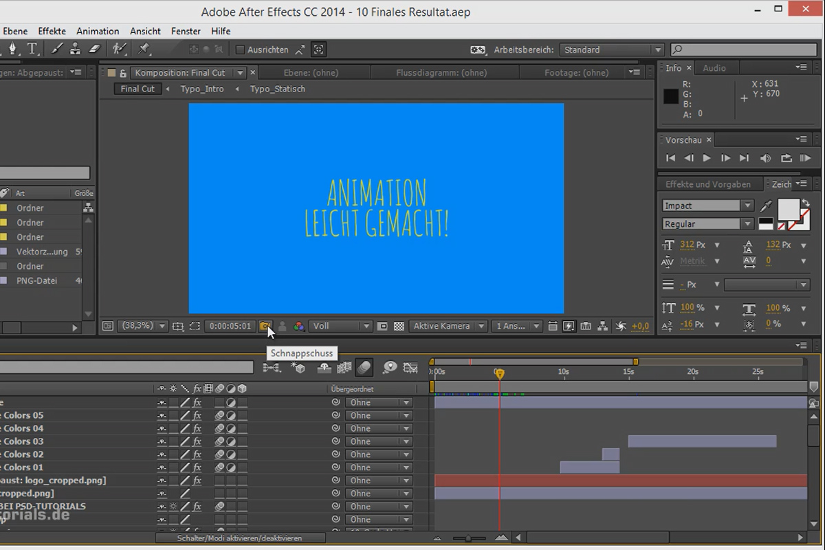 Tips och tricks för arbetsflödet i After Effects: Snapshots - Schnappschüsse