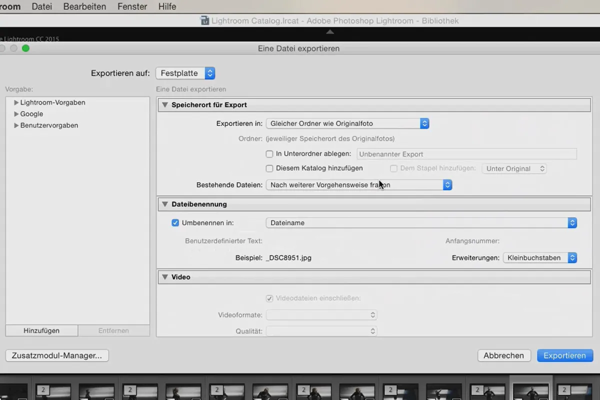 Lightroom 초보자와 숙련자를 위한: 12 - Export - 12.1 - 설정