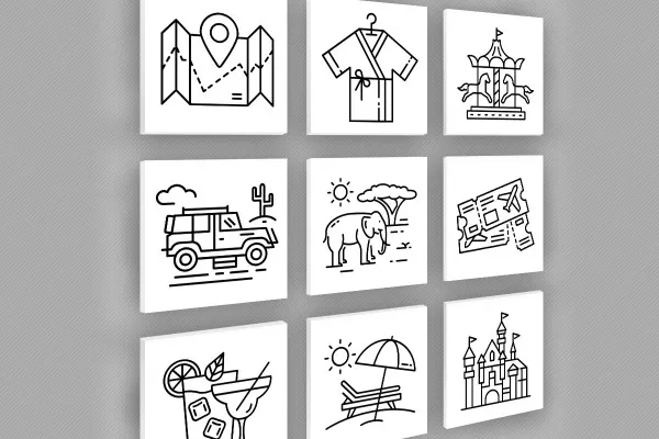 Photoshop-Mockup för nio bilder i kvadratformat