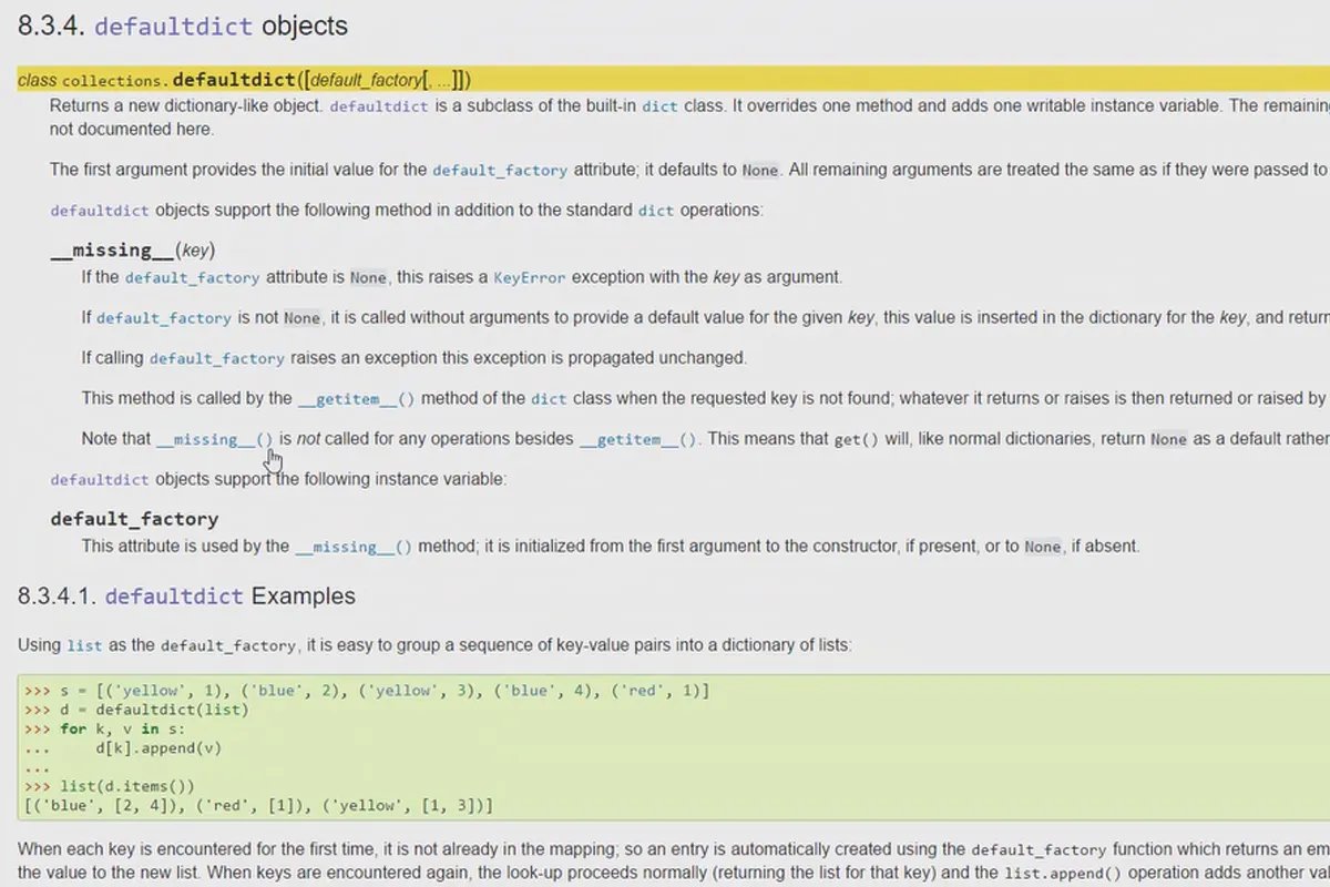 Python programlama için başlangıç ​​- 55 DefaultDict