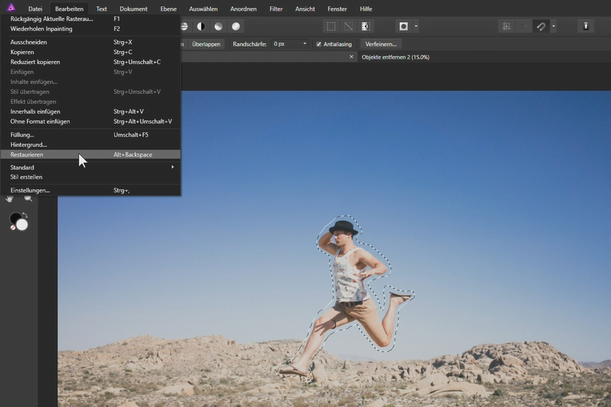 Affinity Photo-guide – Grunnleggende: 5.7 | Fjerning av bildelementer og riper