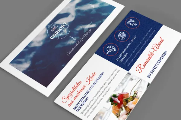 Template mockup Photoshop untuk flyer 2 sisi ukuran DIN-lang 100