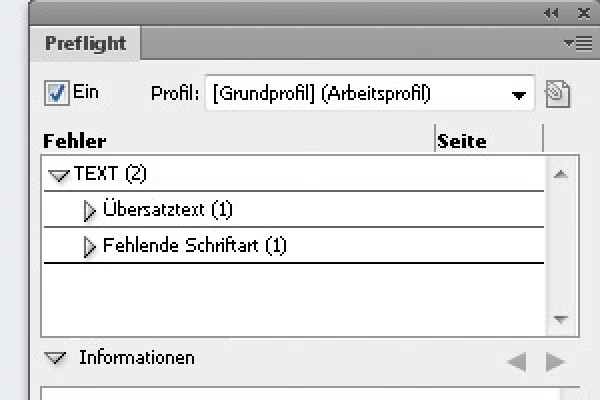 Preflightcheck, verknüpfte Schriften und Bilder prüfen, Farben kontrollieren, Dokument verpacken in InDesign