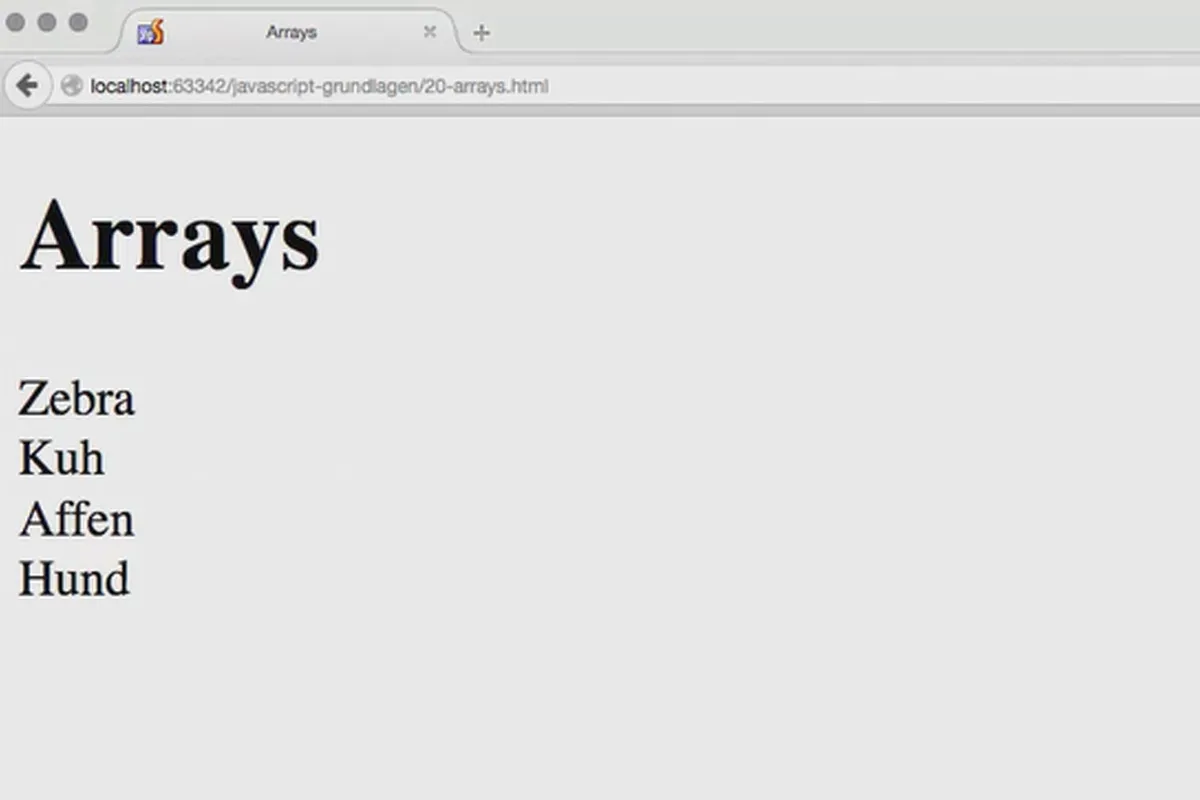 Grundlagen JavaScript – 20 Arrays nutzen