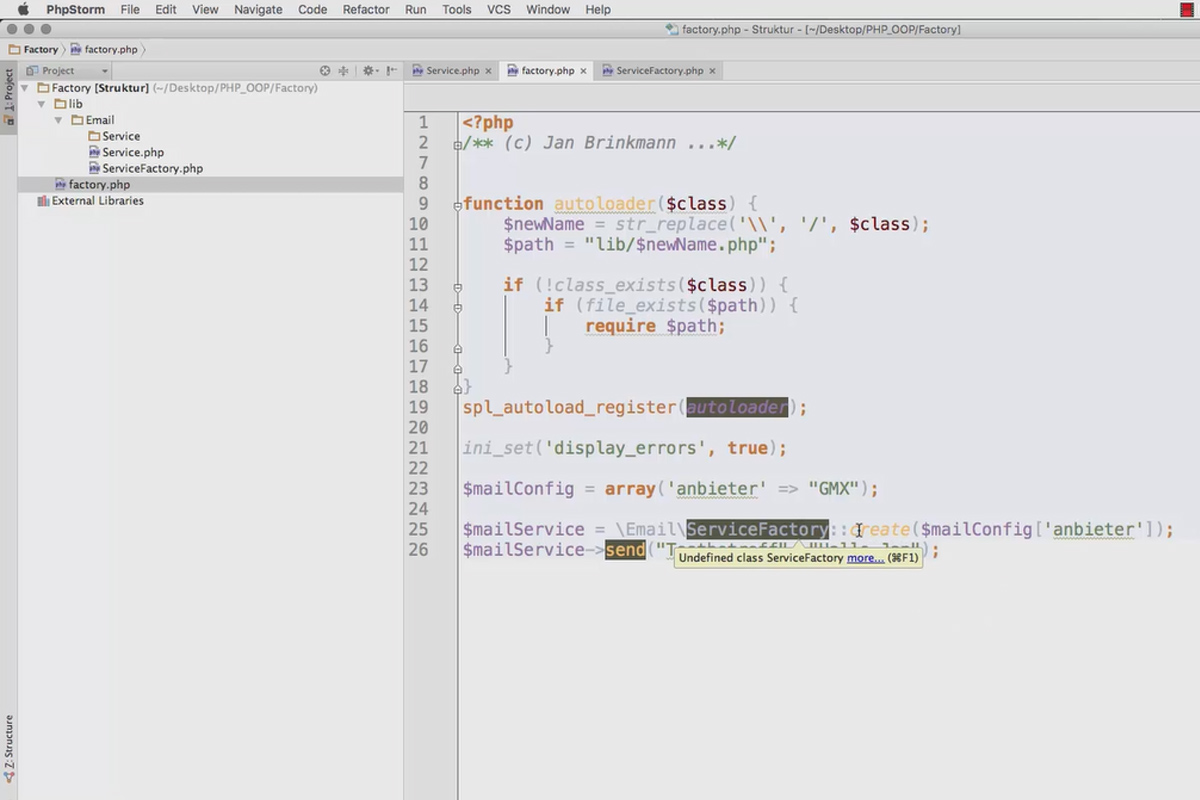 Programación web orientada a objetos con PHP - Fábrica 8.04: Minimizar dependencias