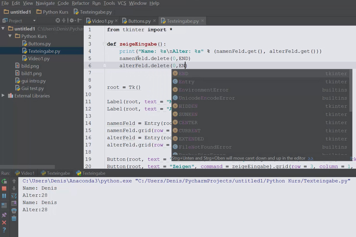 Python-programmering för nybörjare - 61 inmatningsfält med Entry.